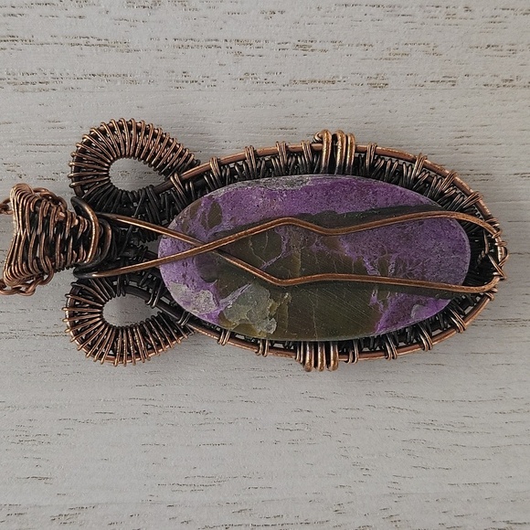 999- Purpurite Natural Stone Wire Wrapped Handmade Pendant Necklace NWT - Picture 5 of 12